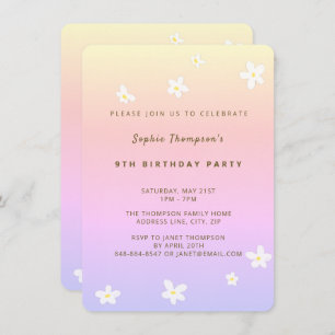 Convites Festa de aniversário Simples do Arco-Íris Trendy D