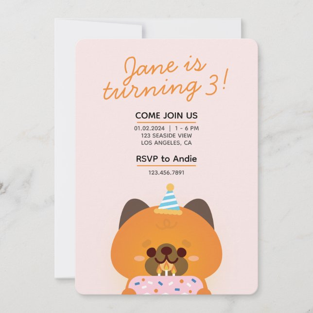 Convites Festa de aniversário Simples e Bonita (Frente)