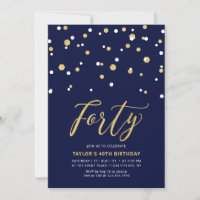 Festa de Aniversário Simples Navy & Gold Quarenta 