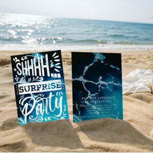 Convites Festa de Aniversário Simples Surpresa Azul-Marinho