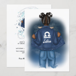 Convites Festa de aniversário Sinal Afro-Americano Libra Zo