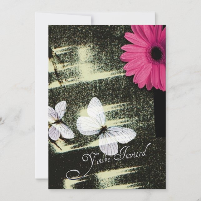 Convites Festa de Aniversário Sonho de Borboleta Gerbera Ro (Frente)
