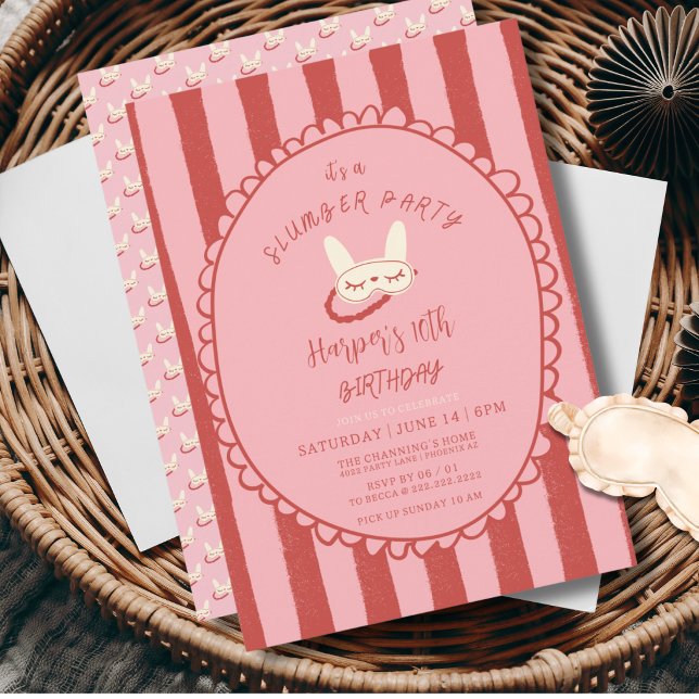 Convites festa de aniversário sono noturno adolescente meni (sleepover slumber birthday party teen girl invitation modern vintage sleep mask personalized custom)