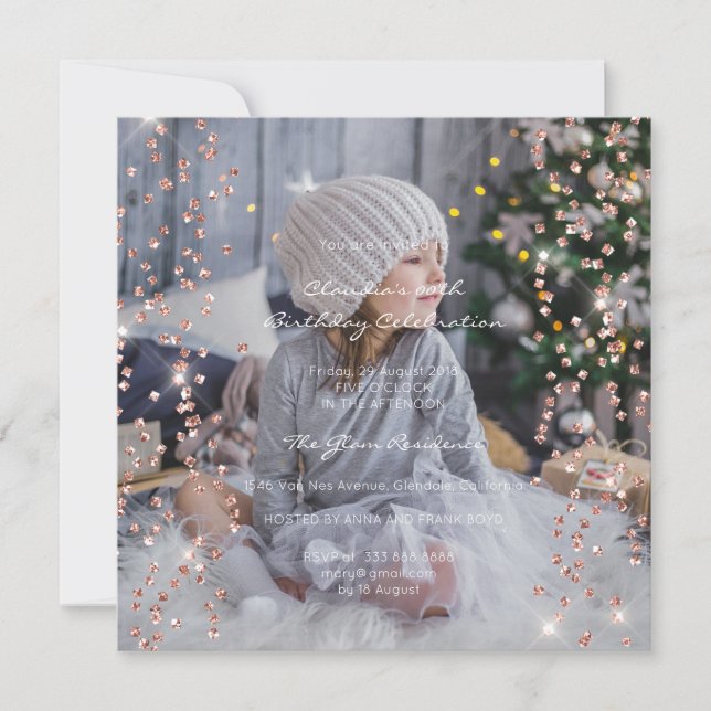 Convites Festa de aniversário Spark Foto Formal Confetti Sp (Frente)