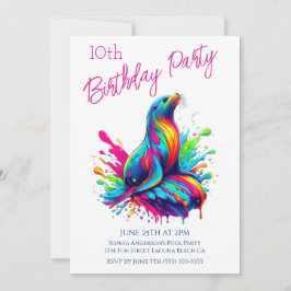 Convites Festa de Aniversário - Splash do Leão-Marinho Colo