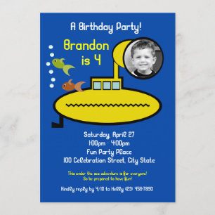 Convites Festa de aniversário Submarina com Foto