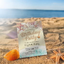 Convites Festa de aniversário Summer Beach Starfish Conchas