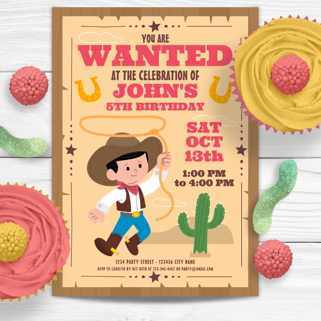 Convites Festa de aniversário Super Bonita (Super Cute Cowboy Birthday Party Invitation)