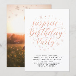 Convites Festa de Aniversário Surpresa com Foto em Dourado 