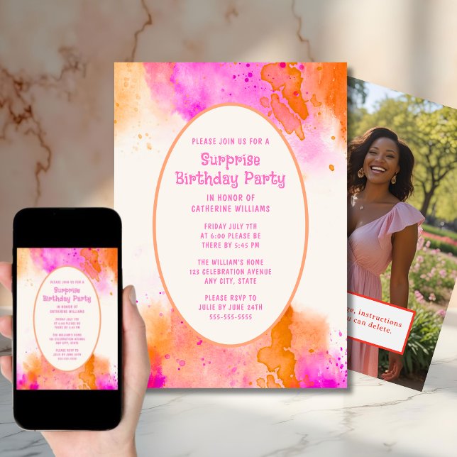 Convites Festa de aniversário Surpresa Convide Qualquer Aqu (Criador carregado)