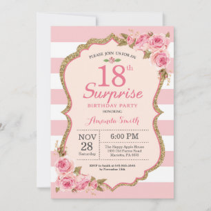 Convites Festa de Aniversário Surpresa de 18 anos com Peôni