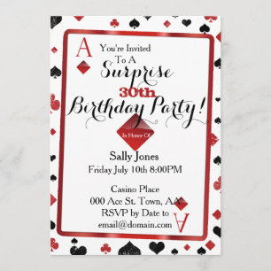 Convites Festa de aniversário Surpresa do Casino de Las Veg