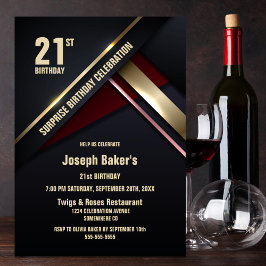 Convites Festa de aniversário Surpresa do tipo Dourado 21 r