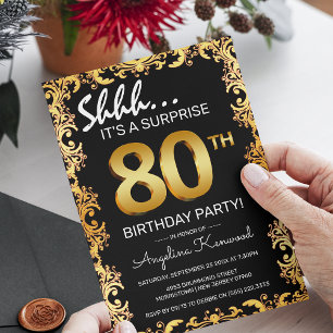 Convites Festa de Aniversário Surpresa dos 80 Anos com Esti
