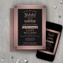 Festa de Aniversário Surpresa Elegante Rosa Dourad