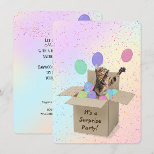 Convites Festa de aniversário surpresa gato Bengala na cai