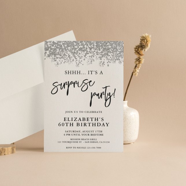 Convites Festa de aniversário surpresa qualquer branco e pr (Criador carregado)