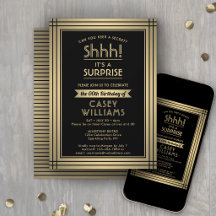Festa de Aniversário Surpresa Shhh! Elegante Preto