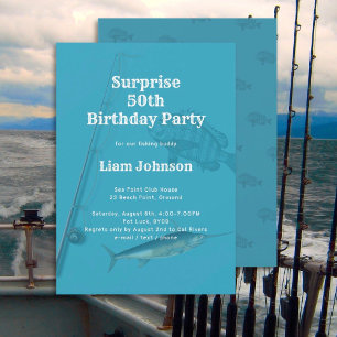 Convites Festa de Aniversário Surpresa Tema de Pesca Para E