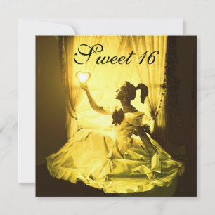 CONVITES FESTA DE ANIVERSÁRIO SWEET 16, DAMASCO AMARELO PRE