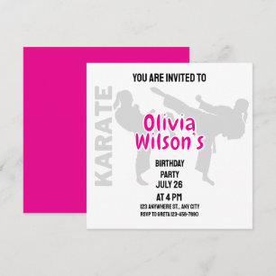 Convites Festa de aniversário Taekwondo, Jogadora de Garota