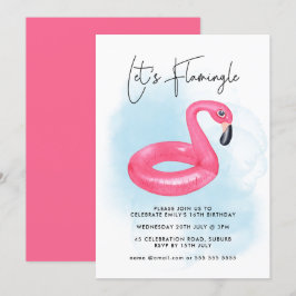 Convites Festa de Aniversário Teenager Flamingo Rosa na Pis