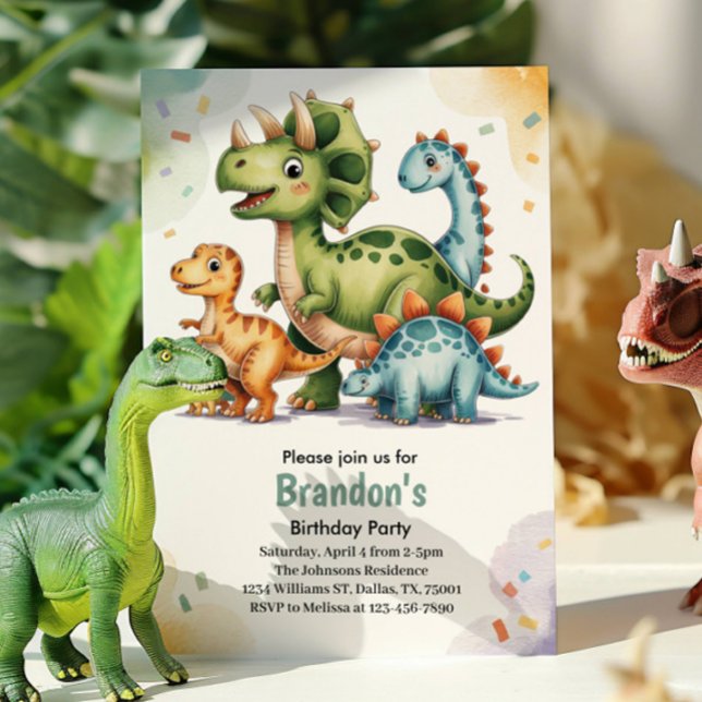 Convites Festa de Aniversário Tema Dinossauro para Crianças (Criador carregado)