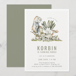 Convites Festa de aniversário Tema Dinossauro Pré-Histór