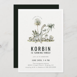 Convites Festa de aniversário Tema Dinossauro Pré-Histórica