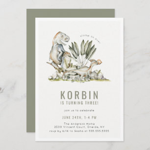 Convites Festa de aniversário Tema Dinossauro Pré-Histórica