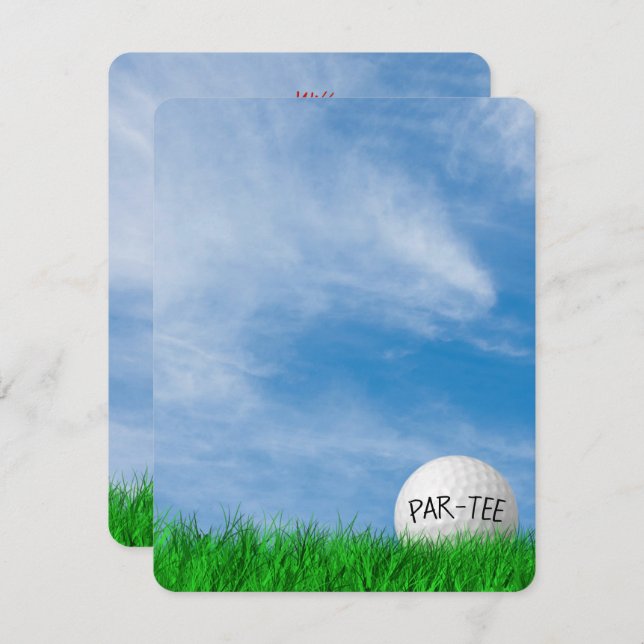 Convites Festa de Aniversário tema Golfe (Frente/Verso)