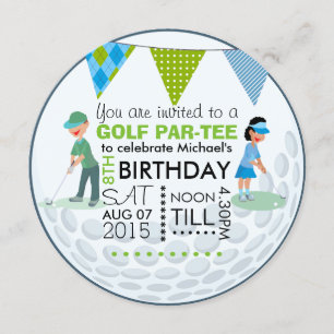 Convites Festa de Aniversário Tema Golfe Infantil Foto