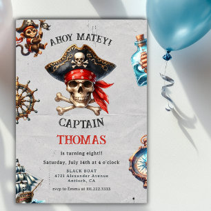 Convites Festa de Aniversário Tema Pirata Ahoy Matey Qualqu