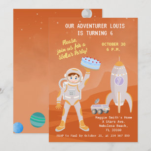 Convites Festa de aniversário temática de menino astronauta