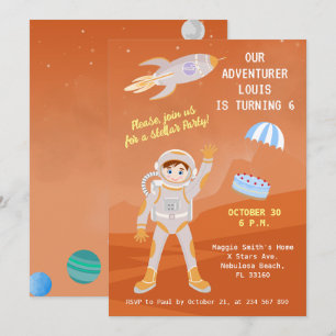 Convites Festa de aniversário temática de menino astronauta