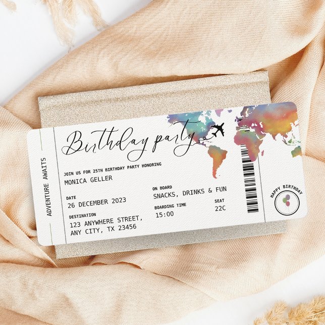 Convites Festa de Aniversário Temática de Viagens Com Cartã (Criador carregado)