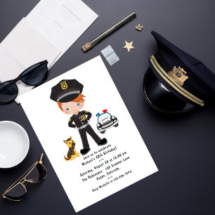 Convites Festa de aniversário temática policial para menino