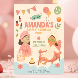 Convites Festa de aniversário temática Spa para raparigas