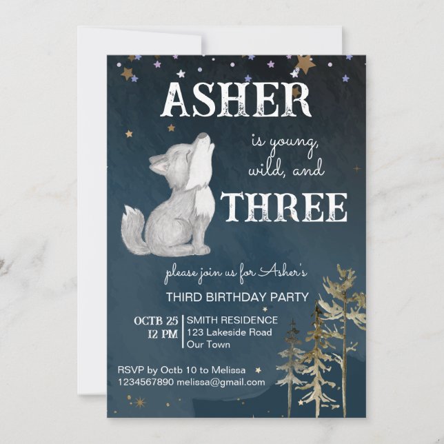 Convites Festa de aniversário temida de lobo pequeno (Frente)