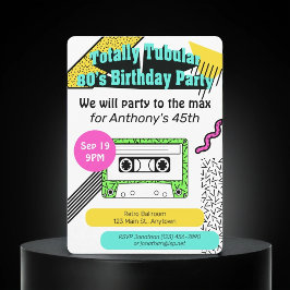 Convites Festa de aniversário Totalmente Tubular de anos 80