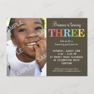 Convites Festa de aniversário três modelada