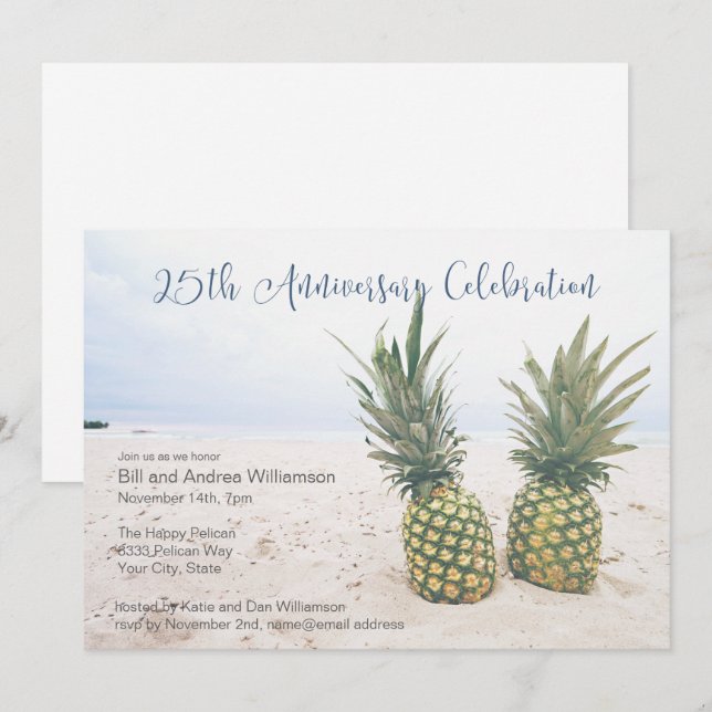 Convites Festa de Aniversário Tropical 25 anos (Frente/Verso)