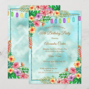 Convites Festa de aniversário tropical do verão do hibisc