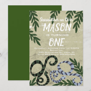 Convites Festa de aniversário tropical do zoo Cobra de ré