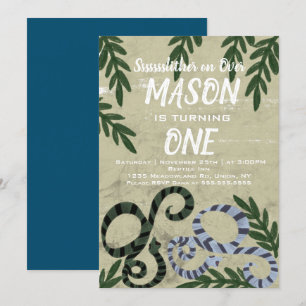 Convites Festa de aniversário tropical do zoo Cobra de ré