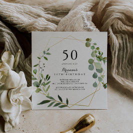 Convites Festa de aniversário tropical verde geométrica Dou