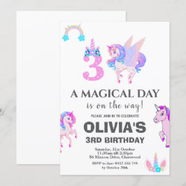 Convites Festa de aniversário Unicorn editável