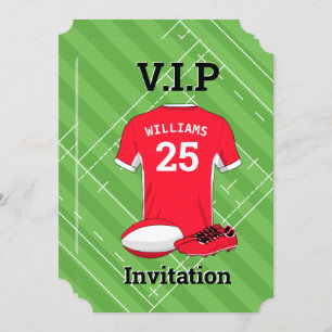 Convites Festa de aniversário V.I.P Rugby (RED)