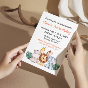 Convites Festa de Aniversário Verde de Safari na Selva