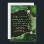Convites Festa de aniversário verde e Dourada de agitação f<br><div class="desc">Elegante Verde e Dourado Glitter Agate design com fundo verde escuro e diamante</div>